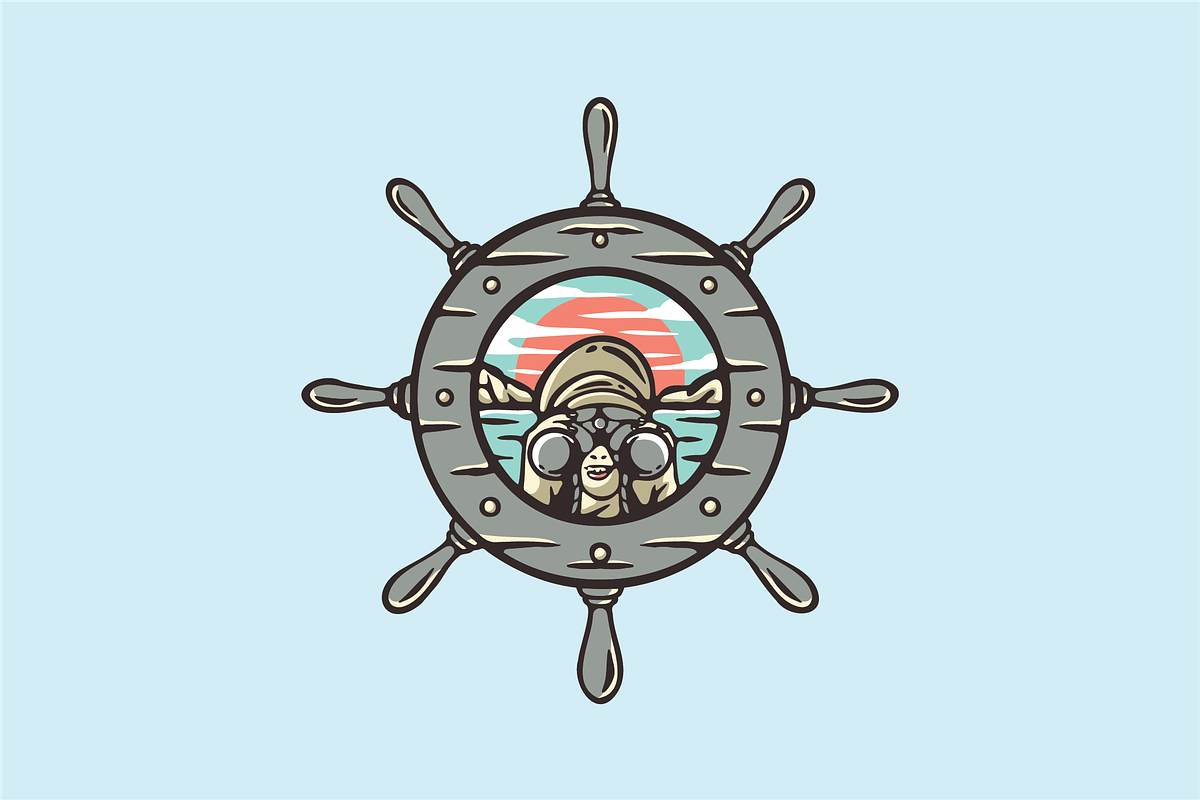 Turtle Captain in a Ship Wheel, an Object Illustration by nomlimo.com (Photo 1 of 2)