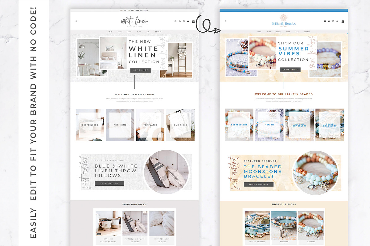 Shopify Theme | White Linen, a Shopify Template by Thirty One Palms Studio (Photo 6 of 8)