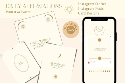 Daily Affirmational Cards Templates, a Card Template by HellYeahDesigns