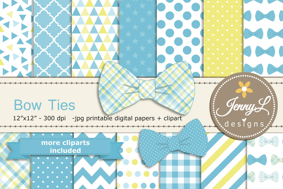 Bow Ties Digital Paper & Clipart, a Pattern Graphic by JennyL Designs (Photo 1 of 4)