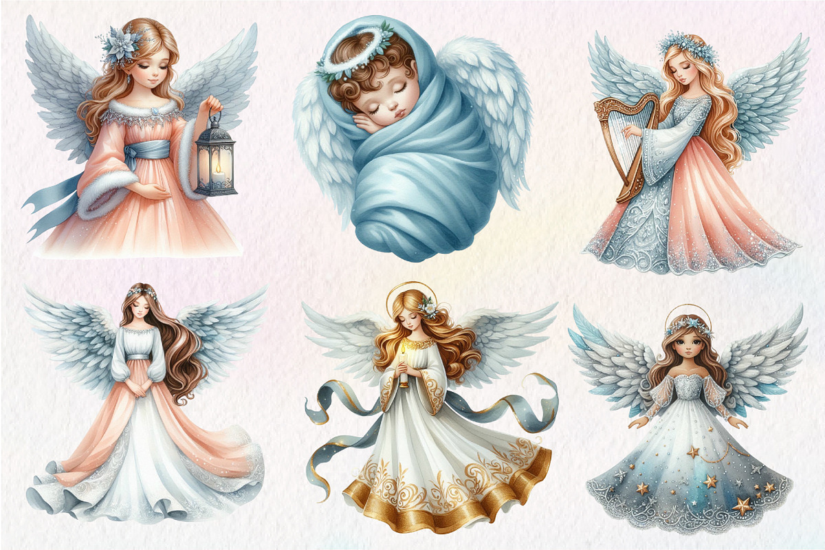 Christmas Angel Clipart, an Illustration by CreationArt (Photo 4 of 5)