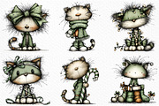 Quirky Funny Christmas Cat Clipart, an Illustration by Craft Nest (Thumbnail 5 of 6)