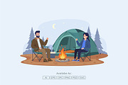 Flat Campfire Design for Camping, a Person Illustration by Partikusi Design (Thumbnail 2 of 3)