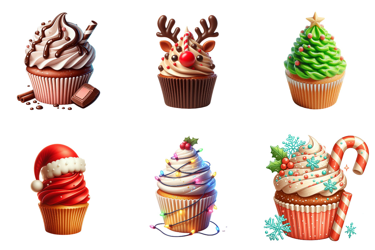 Christmas Cupcake Sublimation PNG, an Illustration by SinaCreation (Photo 4 of 7)