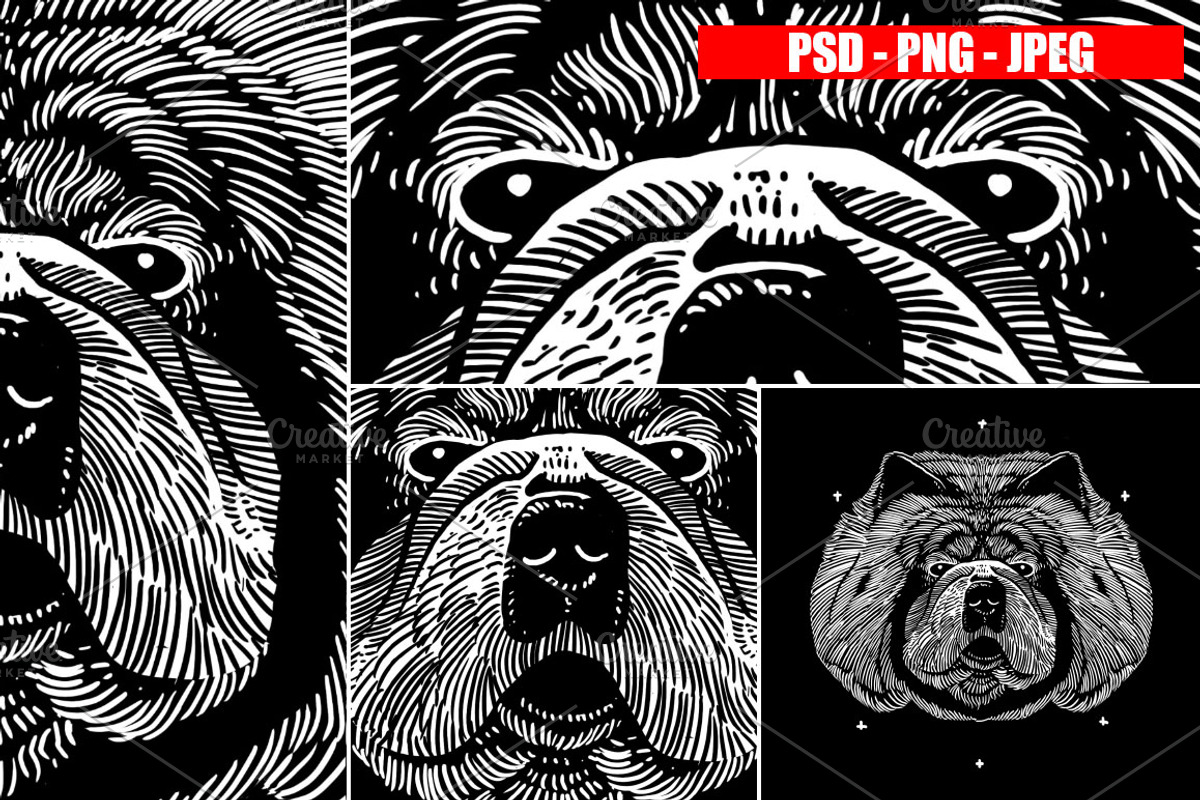 Dogs Collection Black and White Art, an Animal Illustration by Design by sebrodbrick (Photo 15 of 22)