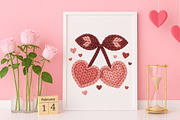 Faux Crochet Valentines Day Cherry, an Illustration by Canvas Craft (Thumbnail 4 of 7)