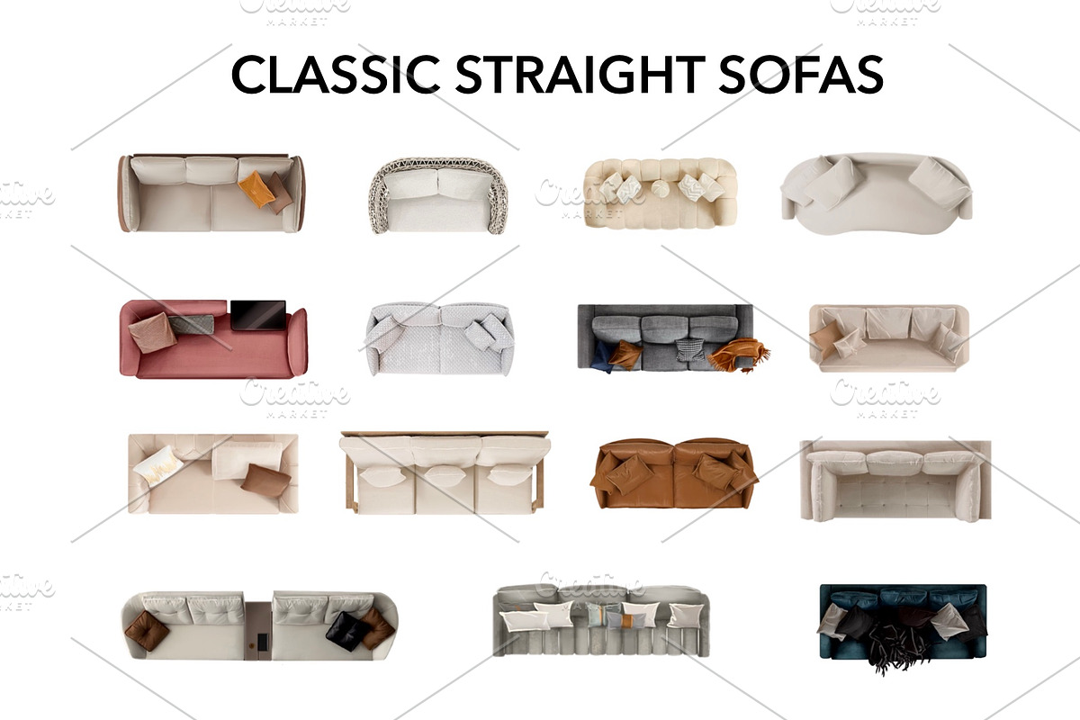 Sofa Floor Plan Pack – Top View, an Object Graphic by SketchBoyko (Photo 2 of 6)