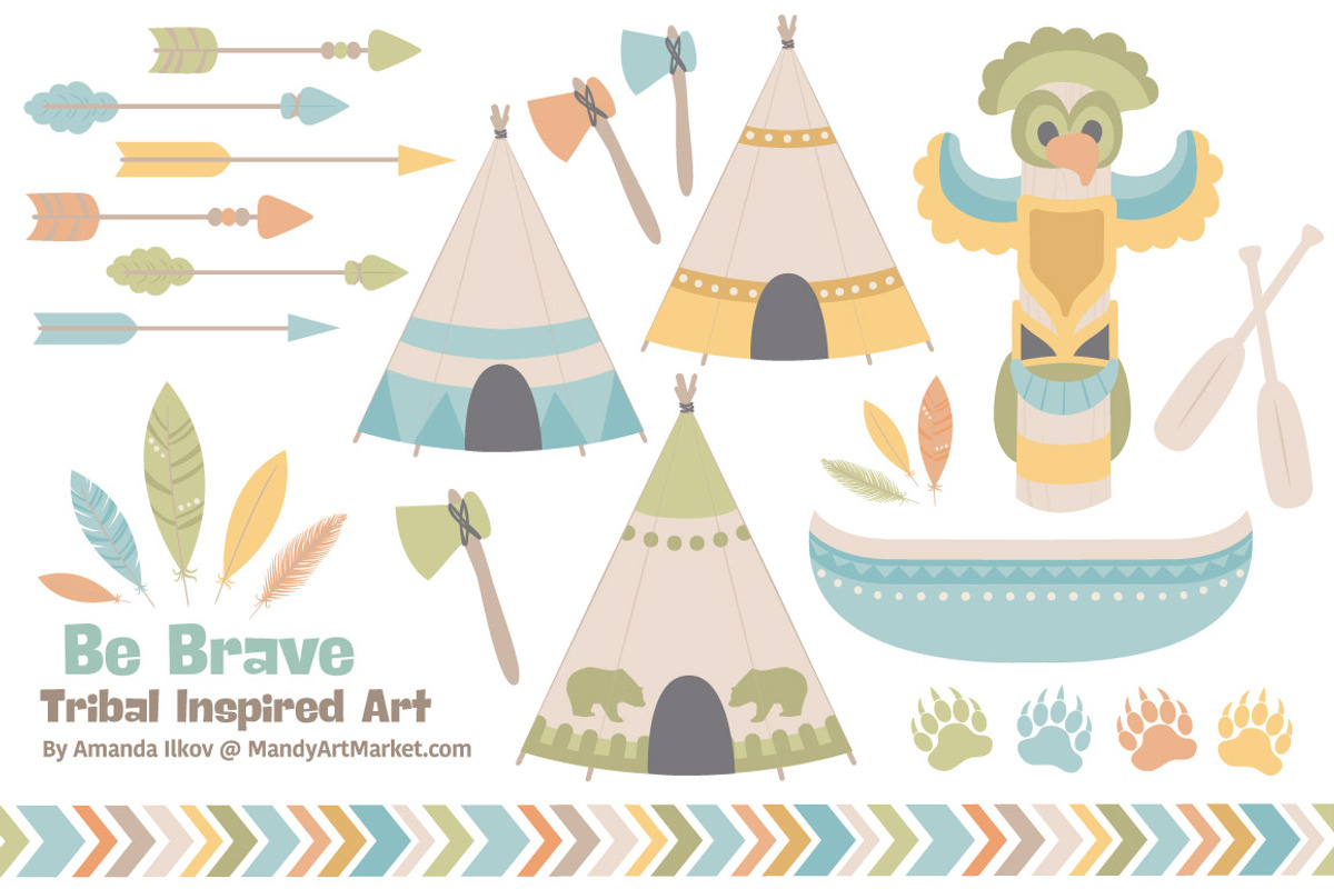 Vintage Tribal Clip Art & Vectors, an Illustration by Amanda Ilkov (Photo 1 of 4)