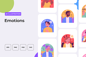 Emotions Illustration, an Outline Icon by Wencory