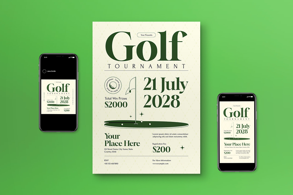 Serif Golf Tournament Flyer Set, a Flyer Template by graphicook (Photo 1 of 3)