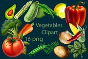 Vegetables Clipart, healthy food, a Food Illustration by MajorArtTm (Thumbnail 1 of 5)