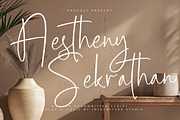 Aestheny Sekrathan, a Script Font by Integritype Studio (Thumbnail 1 of 15)