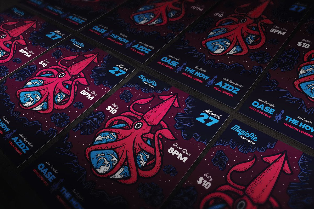 Space Squid Illustrated Flyer, a Flyer Template by ashenterprise (Photo 2 of 3)