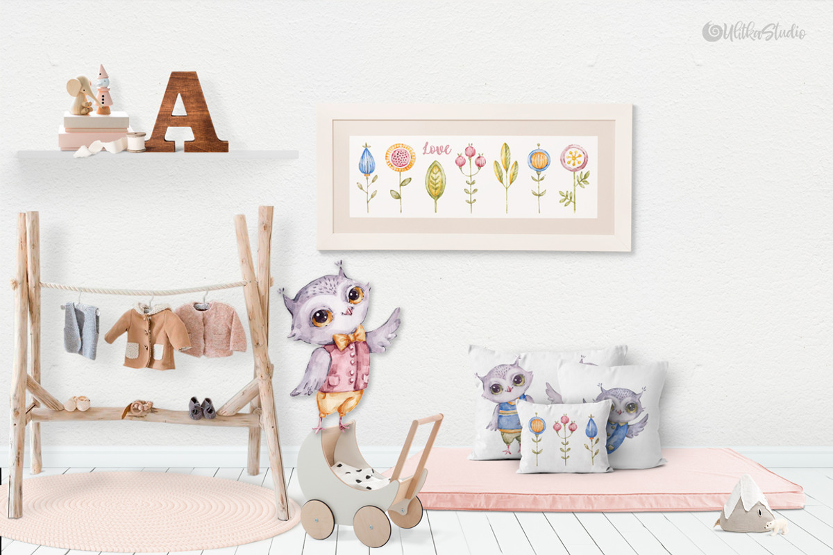 Owl clipart watercolor illustrations, an Animal Illustration by UlitkaStudio (Photo 6 of 8)
