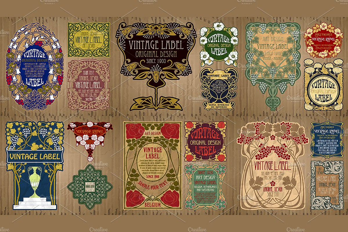 Label Art Nouveau - mega set, a Decorative Illustration by Stanislav Kharchevskyi (Photo 10 of 12)