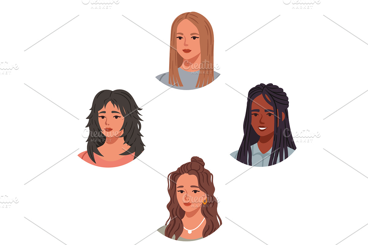 Trendy female avatars bundle, a Person Illustration by Yayasya (Photo 3 of 3)