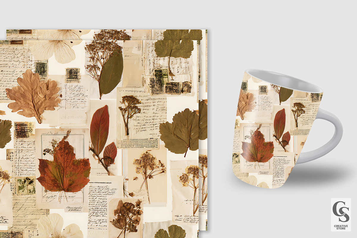 Fall Botanical Ephemera Backgrounds, a Pattern Graphic by Creative Store (Photo 3 of 5)
