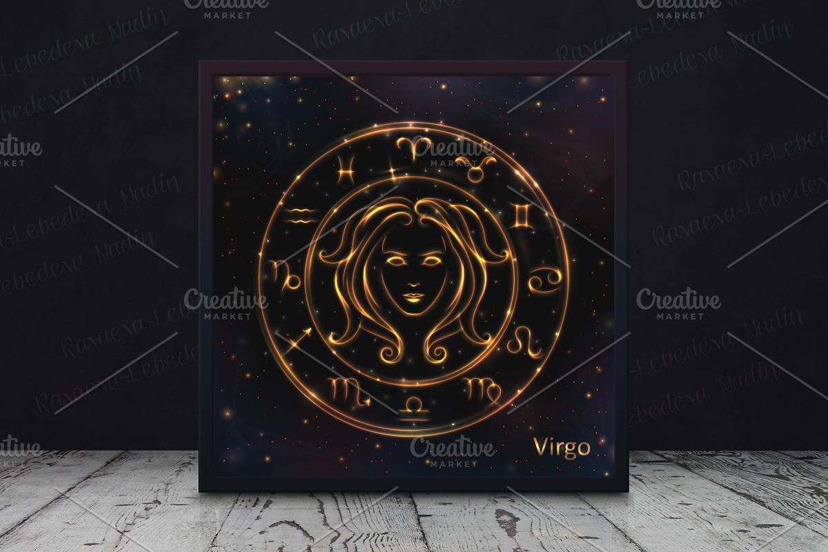 SET / GOLDEN ZODIAC SIGNS / VECTOR, an Animal Illustration by Nadin_Lebedeva (Photo 11 of 17)