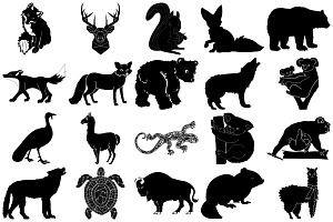 Forest Animal Silhouettes AI EPS PNG