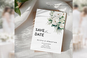 WhiteFloral Save the Date CanvaBD012, an Invitation Template by TyphoonStudio (Thumbnail 5 of 9)