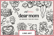 Girly Mother's Day Line Drawings, a Seasonal Illustration by TheClipAtelier (Thumbnail 1 of 3)