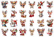 Reindeer Merry Christmas Clipart PNG, an Illustration by SinaCreation (Thumbnail 2 of 7)