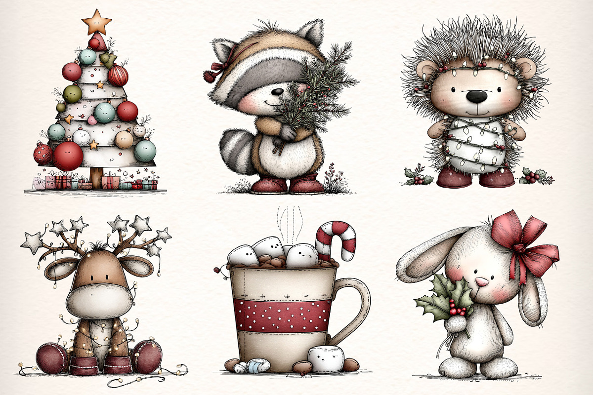Whimsical Christmas Clipart Bundle, an Illustration by Dream Creation (Photo 3 of 7)