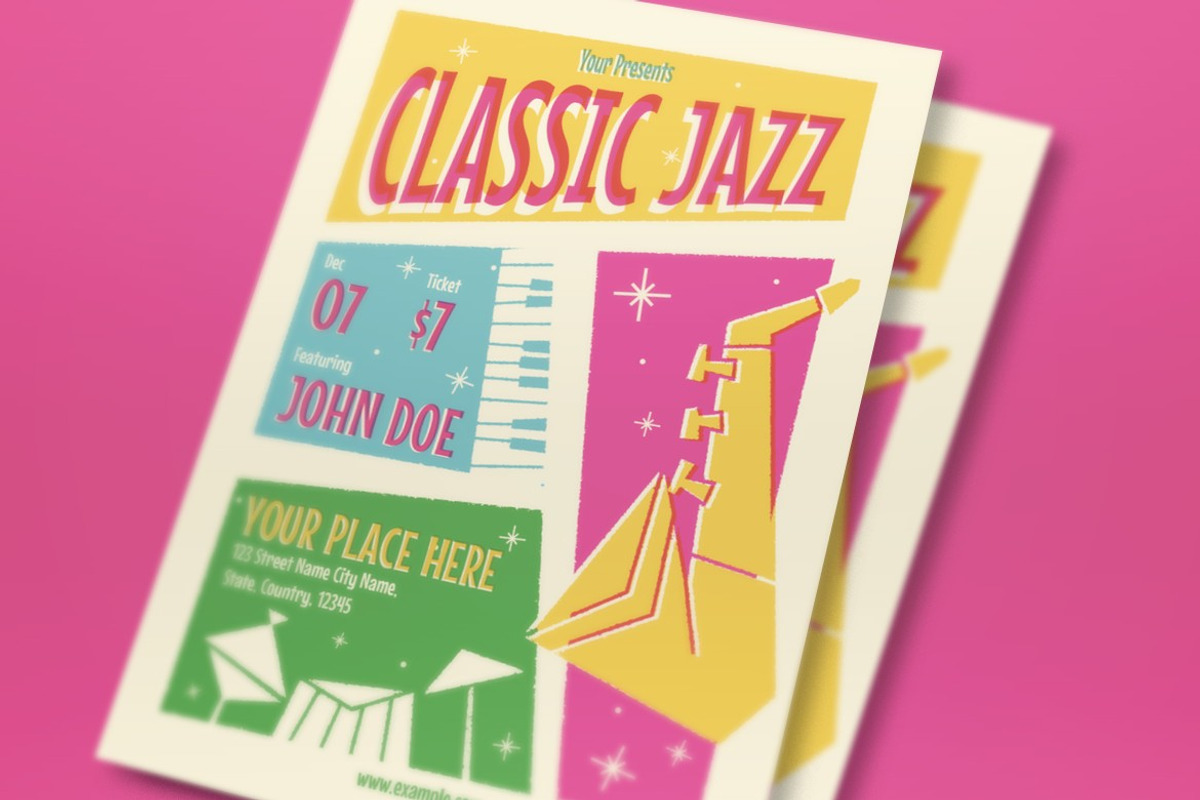 Pink Yellow Classic Jazz Flyer Set preview 2