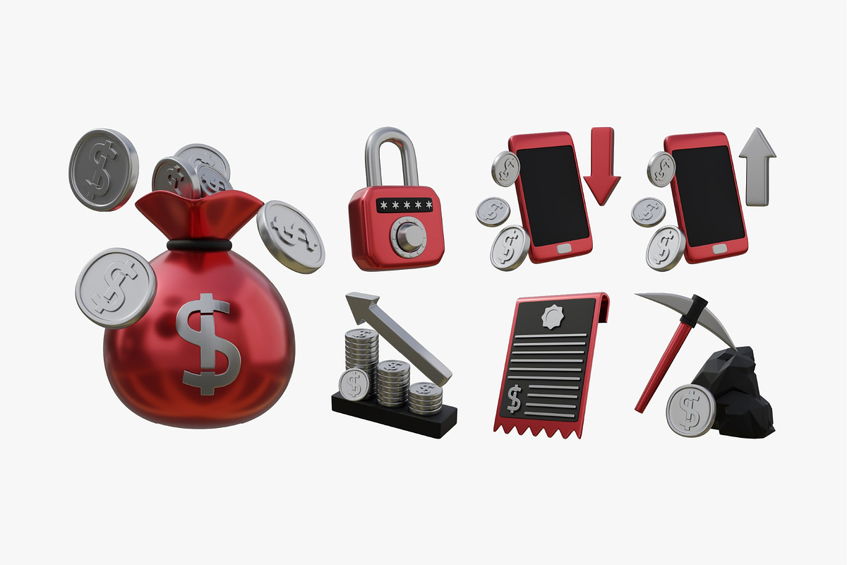 Fintech & Banking 3D Icons Pack, an Object Illustration by graphicook (Photo 2 of 3)