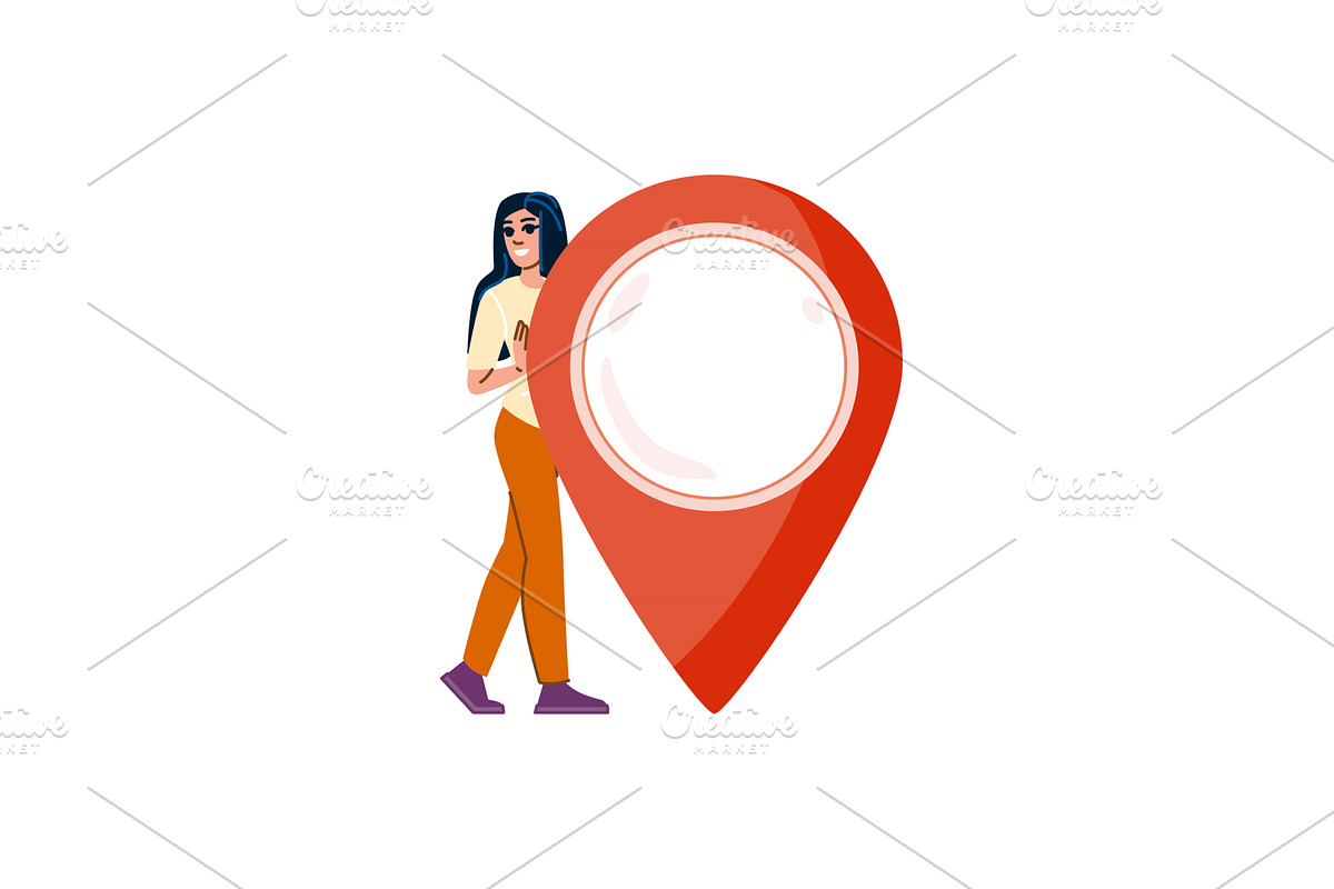Young woman carrying huge location, an Object Illustration by pikepicture