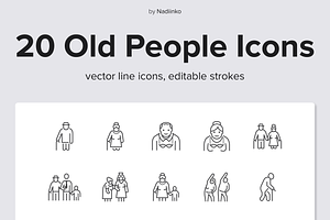 Old People Line Icons