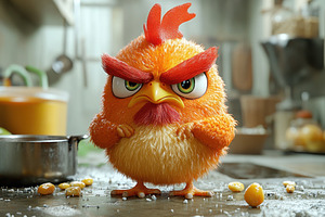 Angry character stands in a kitchen, a Photo by Tanuart