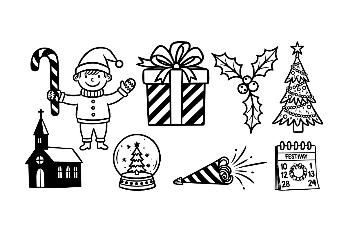 Christmas Holiday SVG Clipart Set, an Illustration by designvectx (Photo 2 of 3)