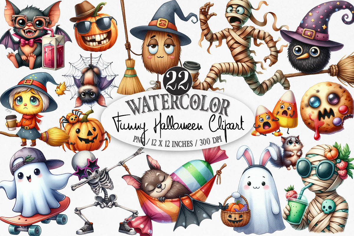 Funny Halloween Clipart, an Illustration by Designking (Photo 1 of 4)