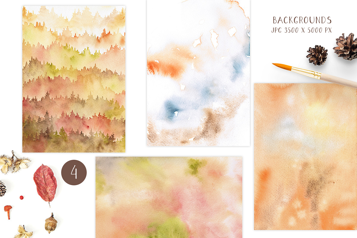 Watercolor autumn forest, a Seasonal Illustration by LeriaArt watercolor (Photo 7 of 9)
