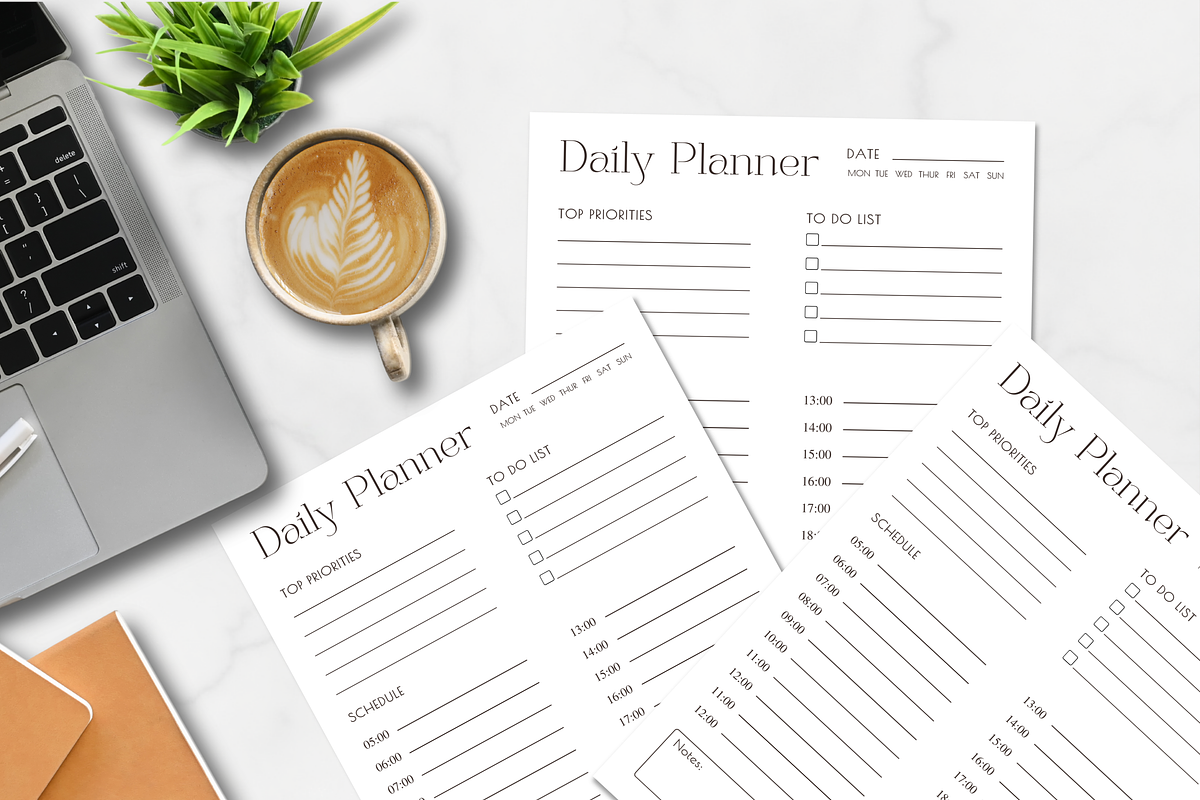 Minimalist Daily Planner Printable, a Stationery Template by AntDesignStudio (Photo 4 of 5)