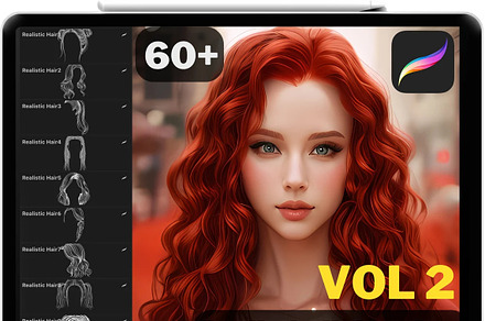 Procreate Realistic Hair Stamps Vol2