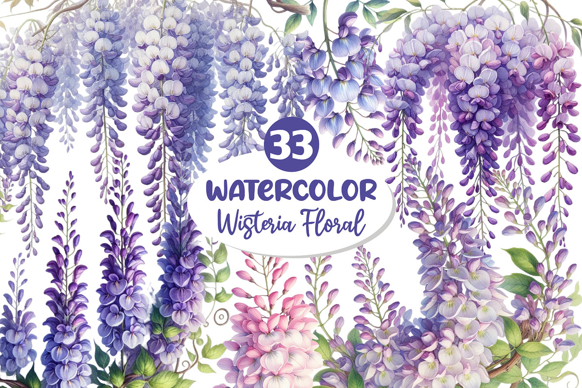 Wisteria Floral Garden Clipart, an Illustration by Dream Creation (Photo 1 of 7)