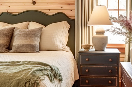 Farmhouse bedroom decor, interior design and home decor, bed wit, an Architecture Photo by Anneleven