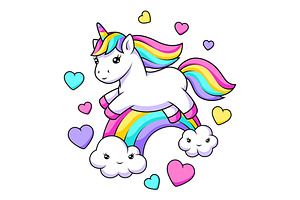 Print with unicorn., an Animal Illustration by incomible
