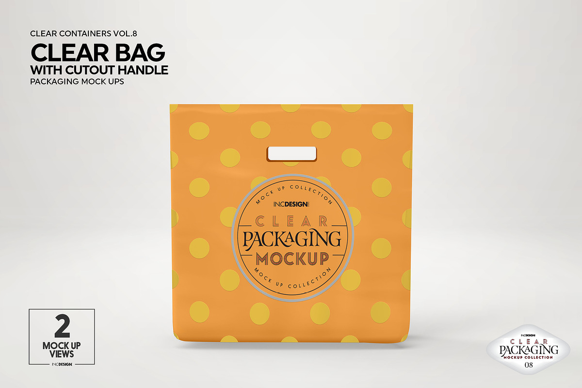 Clear Bag with Cutout Handles Mockup, a Packaging Mockup by INCDesign (Photo 7 of 10)