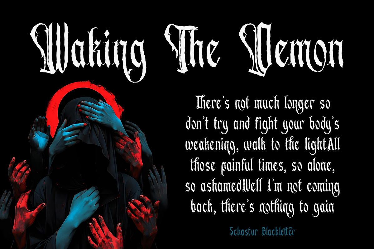 Schastur - Blackletter Typeface, a Blackletter Font by madeDeduk (Photo 2 of 10)