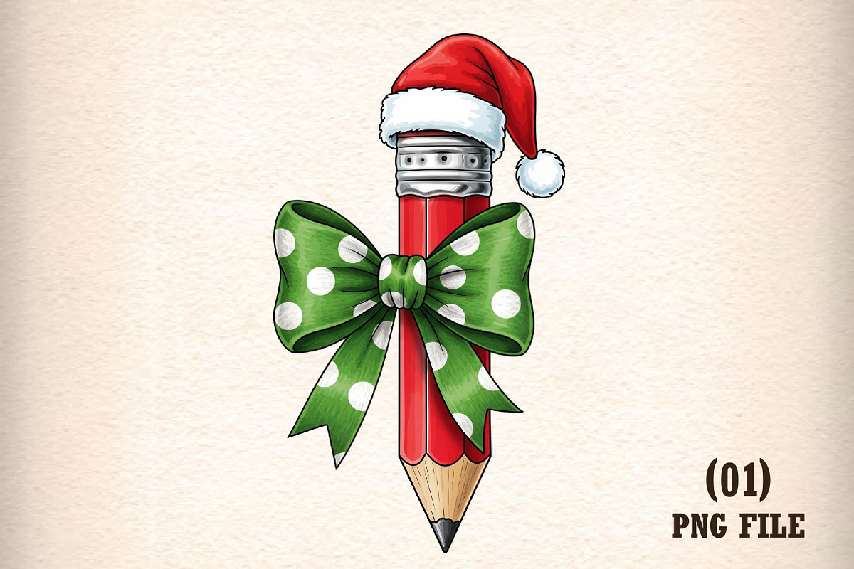 Christmas Pencil PNG, an Illustration by DreamArtGraphic (Photo 1 of 5)