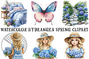 Watercolor Hydrangea Spring Clipart, an Illustration by OK Design (Thumbnail 3 of 6)