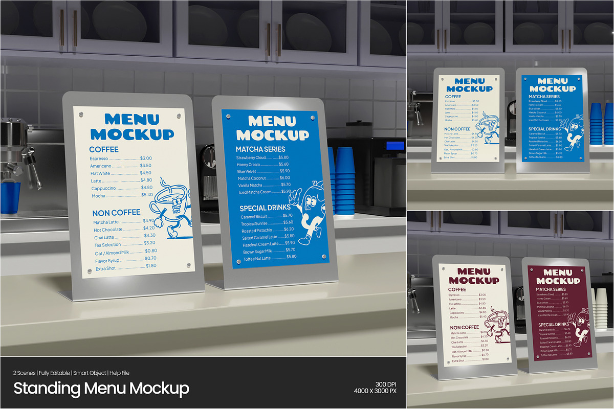 Standing Menu Mockup, an Advertising Mockup by Permadi Creative (Photo 1 of 5)