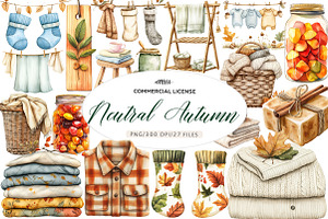 Neutral Autumn Laundry Clipart, an Illustration by CreationArt