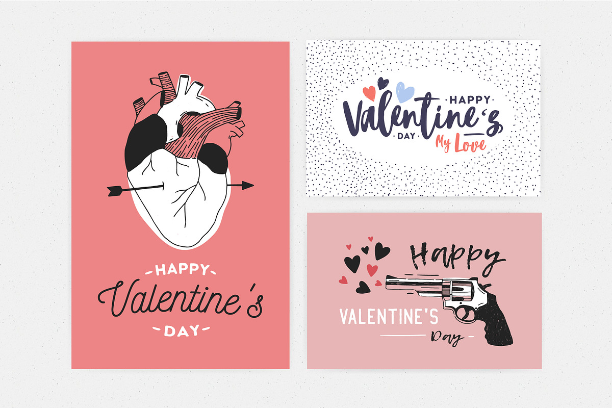 Happy Valentine's day cards set, a Decorative Illustration by Good Studio (Photo 4 of 10)