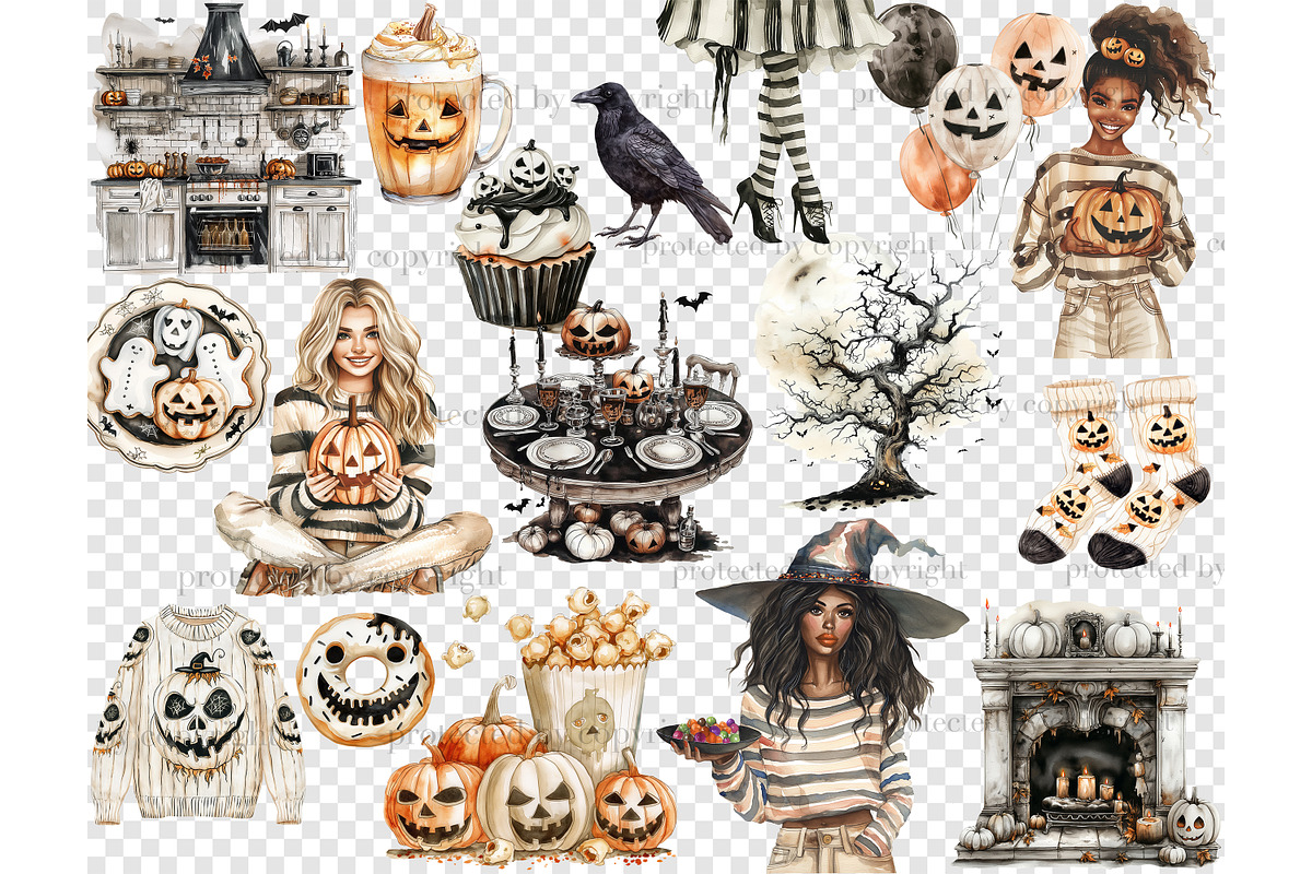 Spooky Season Clipart | Halloween, a Seasonal Illustration by GlamArtZhanna (Photo 6 of 6)