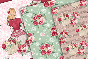 -50% Marsala Girl Digital Paper Pack