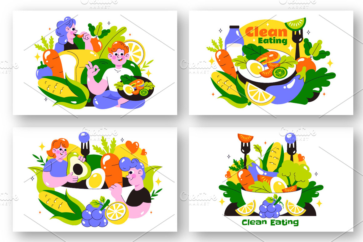 10 Clean Eating Illustration, a Food Illustration by denayunebgt (Photo 3 of 4)